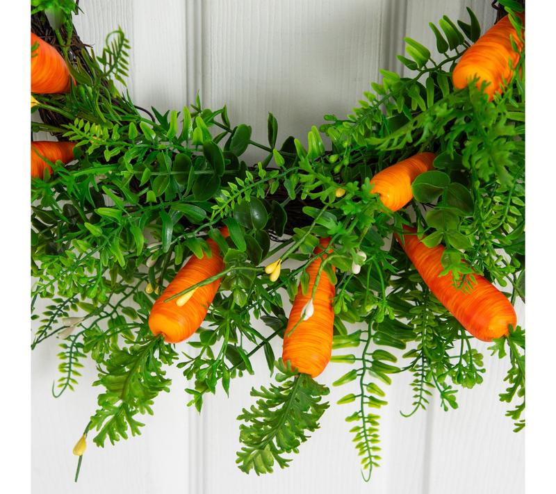 Nearly Natural 22" Mixed Fern Wreath with Carrot Ornaments
