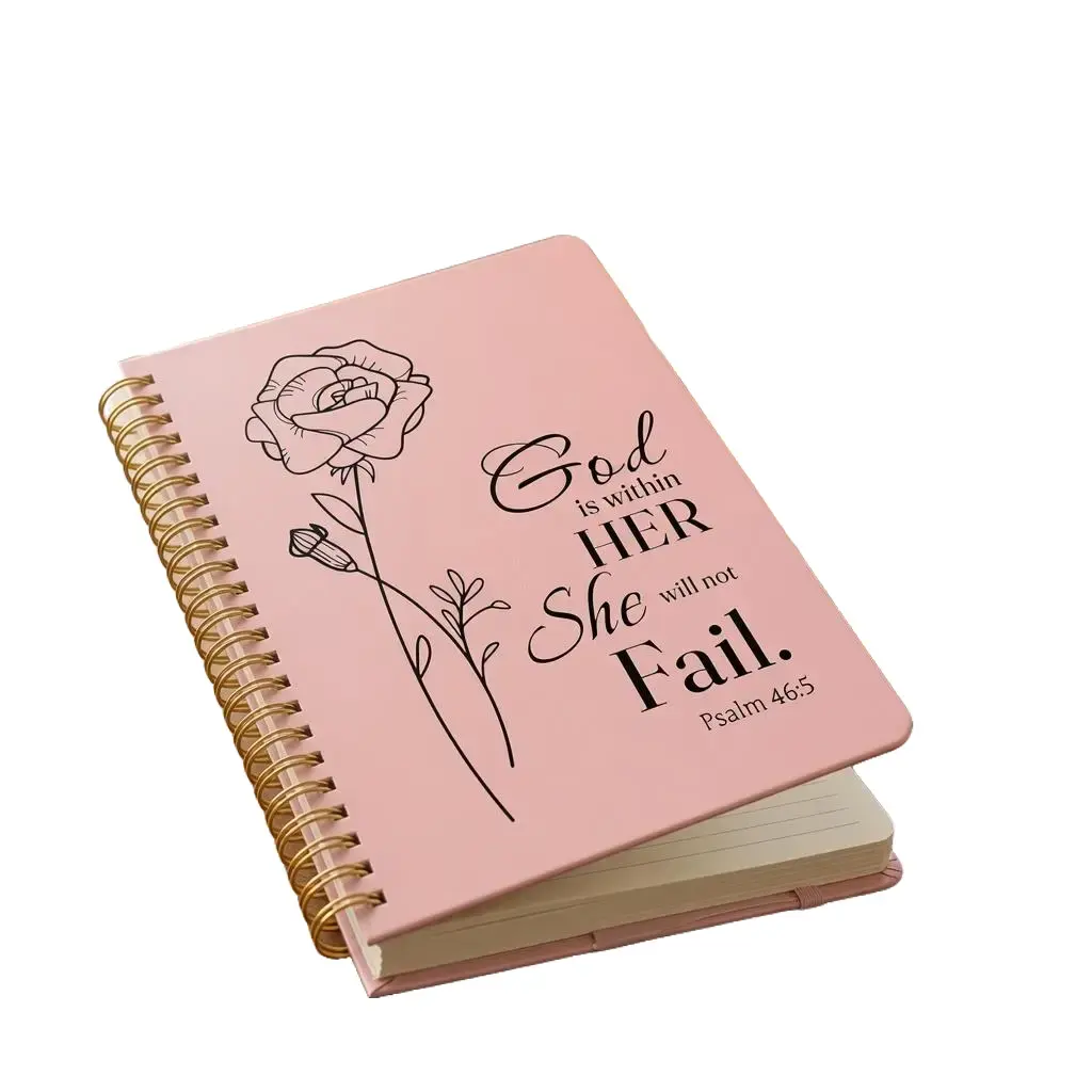 Spiral Notebook Lined for Women & Men, 100 GSM thick 140 Pages, Bible Verse Notebook for Bible study A5 size with Back Pocket