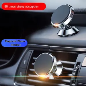 Magnetic Phone Holders for Car Dashboard 2 Pack. Black 360 Degree Rotating Cell Phone Car Mount for Wall, Mirror. Universal Magnet Swivel Kit Compatible with Devices up to 7 Inches for Men.
