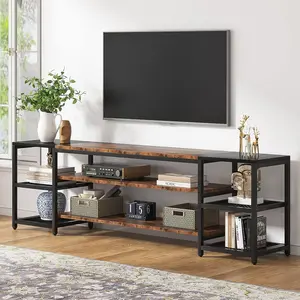 LITTLE TREE 78 Inch TV Stand for TVs up to 85 Inch, Industrial 3-Tier TV Console Table with Storage Shelves for Living Room, Entertainment Room LITTLE TREE 78 Inch TV Stand for TVs up to 85 Inch, Industrial 3-Tier TV Console Table with Storage Shelves for Living Room, Entertainment Room