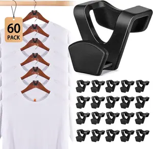 60-Pack Heavy Duty Hanger Hooks – Space-Saving Black & White Closet Organizer, Hangable Dorm Room & Home Essentials