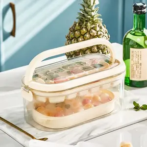 Ice Cube Trays with Invisible Handle Storage Bucket and Ice Scoop, Reusable Round and Square Ice Cube/Ice Ball Mold,Easy Pop Out Stackable Ice Tray for Chilled Drink, Cocktail, Coffee, Whiskey Khaki