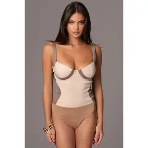 Taupe/Tan Throwback Colorblock Bodysuit