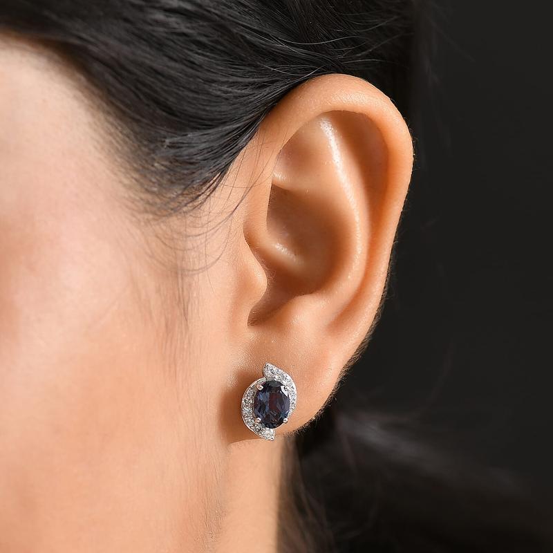 Certified & Appraised AAA Luxuriant Lab Grown Alexandrite and G-H SI Lab Grown Diamond 3.73 ctw Earrings in 10K White Gold Christmas Gifts