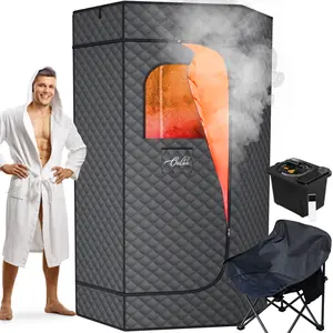 XL Portable Sauna Box, 4L Steamer Portable Steam Sauna for Home, Personal Sauna with Big Sauna Chair, Remote Control, Black, 1400W