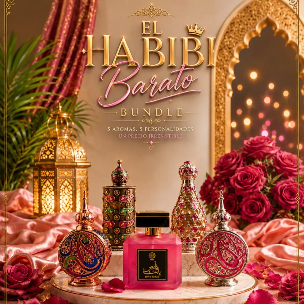Habibi Bundle | Bint Paris + Layl Al Yasmeen + Areej Al Zohour + Amwaj Al Anbar + Abeer Al-Sharq | Womens Fragrance | 20ML - 100ML | Pure Concentrated Oil - Eau De Parfum |  Blackcurrant- Mandarin Orange, Peach