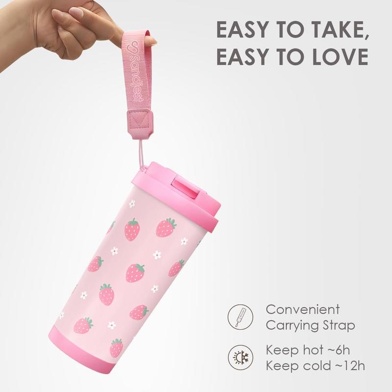 Sandjest 18oz Insulated Stainless Steel Coffee Tumbler, Reusable Iced Coffee Cup, 2-in-1 Lid Portable Travel Mug for Office Outdoor Christmas Gift