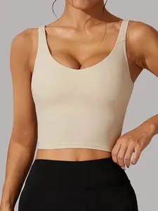 Women's Solid Color, Casual Comfortable Breathable Crop Sports Top, Running Workout Bras, for Yoga Gym Workout Running, Ladies Sportswear for All Seasons