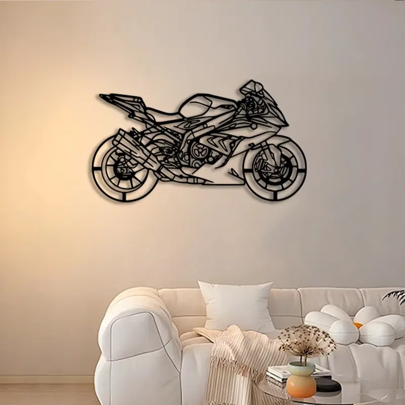 1pc Motorcycle Metal Cool Wall Art, Artistic Sleek Motorcycle Statue Mural, Perfect for Garage, Man Cave, Speed Theme Decor, Race Day Decor, Ideal Gift for Bikers, Modern Wall Decor