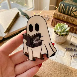 Ghost Stories Phone Grip, Halloween Kindle Accessory, Cute Ghost Reader Griptok, Unique Gift for Her, Magnetic Smartphone Stand Decor