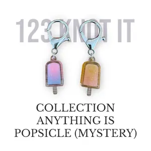 Anything Is Popsicle (mystery colors) - GLOW IN THE DARK - set of 2 large clasp stitch markers for crocheting