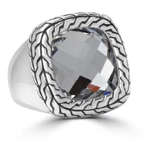 Steel by Design Faceted Crystal Cocktail Ring