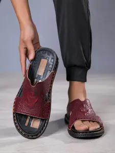 Men's Beach Slippers Thick Sole Sports Sandals, Summer Water Shoes, Comfortable Lightweight, Indoor Outdoor Use, Perfect for Vacation, Leather Sandals