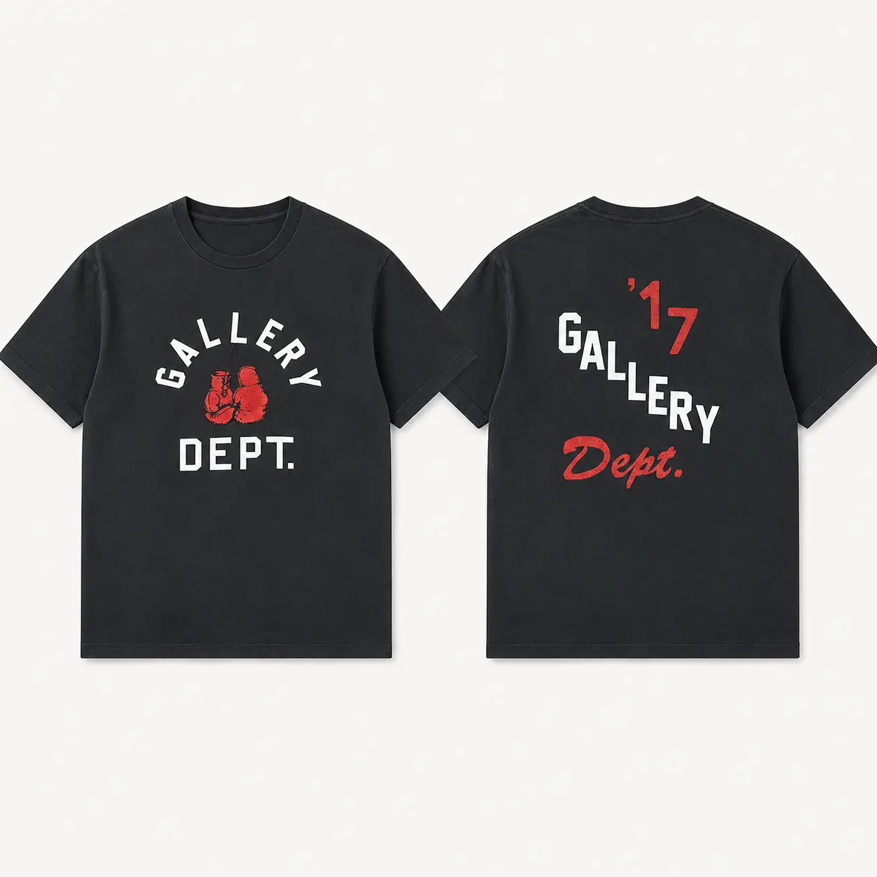 Gallery Dept Boxing Gloves T-Shirt, 17 Varsity Graphic Front and Back Print, Vintage Sports Streetwear Tee