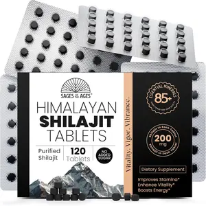 Shilajit Tablets for Men - Gold Grade - No Added Sugar - 120 Dry Drops - Organic - Lab Tested Healthcare Vitamin Dietary Edible Supplement Fitness