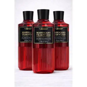MAHOGANY TEAKWOOD Bath & Body Works Body Wash 3-Pack - 10 oz Each