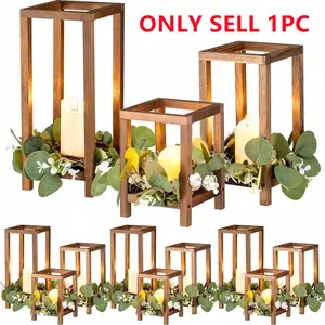 Country Style Wooden Decorative Candle Holder Lantern, Wedding Decoration, Farmhouse Decor, Centerpiece, Tabletop Ornament, Halloween Gift