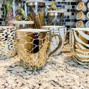 Gold Metallic Animal Pattern Print Coffee Mug (19oz)
