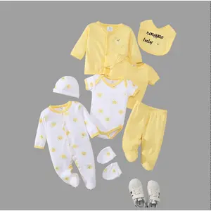 8pcs Baby Girl Spring/Summer  with Comfortable Soft Sun  Romper, Hat, Bib, Socks, Pants, Jacket & Tank Top 3pcs Outfit, Perfect for Outdoor Girls' Performance Skirt   Sweet Sweatshirt  Windbreaker Pattern Toddler Set ripped jeans Print Girls' Shorts Set