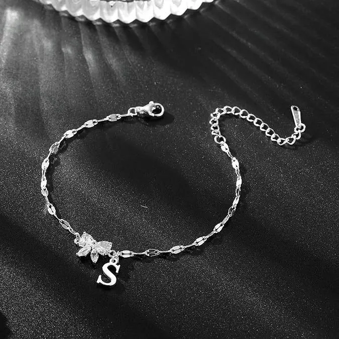 Elegant and chic copper-plated 925 sterling silver zircon bowknot letter bracelet - trendy jewelry Elegant and chic copper-plated 925 sterling silver zircon bowknot letter bracelet - trendy jewelry