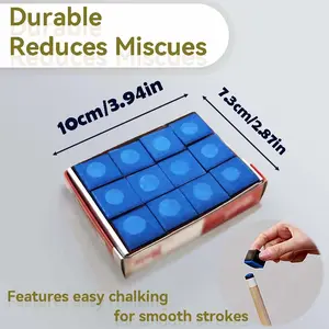 12 per box Billiard Chalk Powder for Pool Cues, High-Quality Billiards Accessory, Essential Tool for Playing Snooker & Pool Games, Billiard Accessories