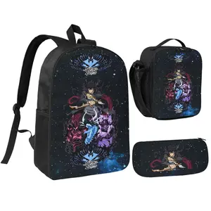 Three Piece Set Sailor Moon19 Printed Backpack Waterproof Curved Adjustable Shoulder Strap High Capacity Mesh Messenger Bag