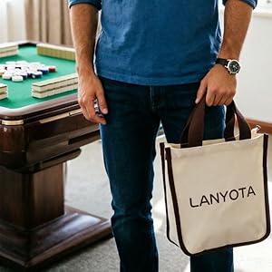 Mahjong Set,Chinese Mahjong Game Set with Carrying Travel Case, 1.5'' Large 146 Tiles with Arabic Numerals, 3 Dices, A Wind Indicator, A Set of Chips, Mah Jongg Set