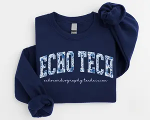 Echo Tech T-Shirt - Floral Cardiac Sonographer Gift, Echocardiography Technician Crew