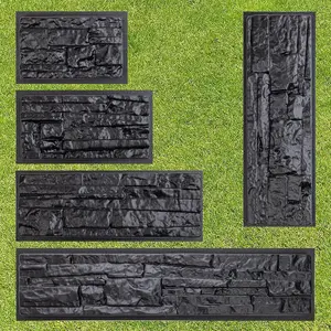 5 Pcs 2mm ABS Plastic Molds for Concrete Plaster Cement Tiles, Brick Stone Veneer Flagstone Limestone Molds for Wall Stone Decoration