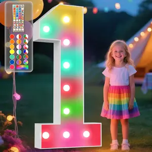 4FT Marquee Light Up Numbers, 34 Colors Changing Marquee Numbers 4 Feet Tall with Remote, Big Numbers for Wedding Graduation Birthday Decoratoons, Large Light Up Number 1