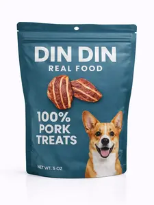 Din Din 4 Dogs Healthy Dog Treats 100% Pork 5 Ounce Bag Single Ingredient High Protein Made in USA Natural Training Rewards
