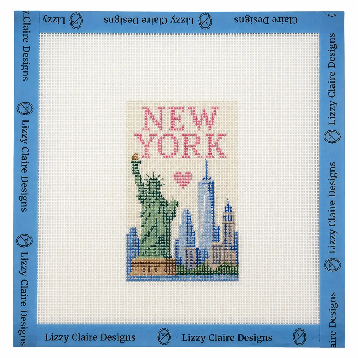 New York - Luggage Tag Sized - 18 Mesh - 6 x 6 - Needlepoint Canvas