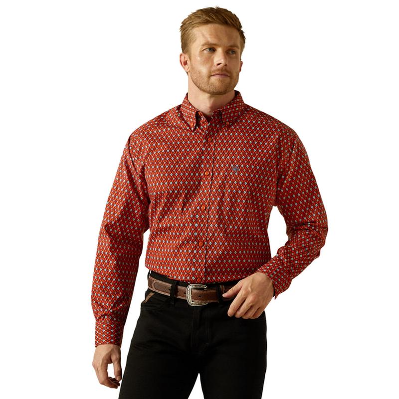 ARIAT THADD CLASSIC FIT RED PRINT MENS SHIRT 10062187