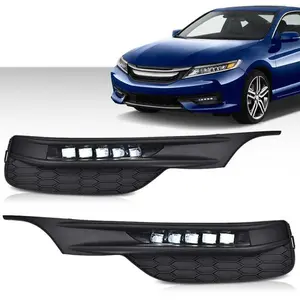 FIT FOR 16-17 HONDA ACCORD SEDAN 4 DOOR LED CLEAR FOG LIGHT LAMPS+BEZELS+SWITCH