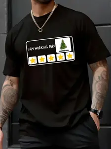 100% Cotton Unisex I Am Working For Christmas Break Teacher Christmas T-Shirt,spring/autumn Christmas snowflake fun pattern men's T-shirt