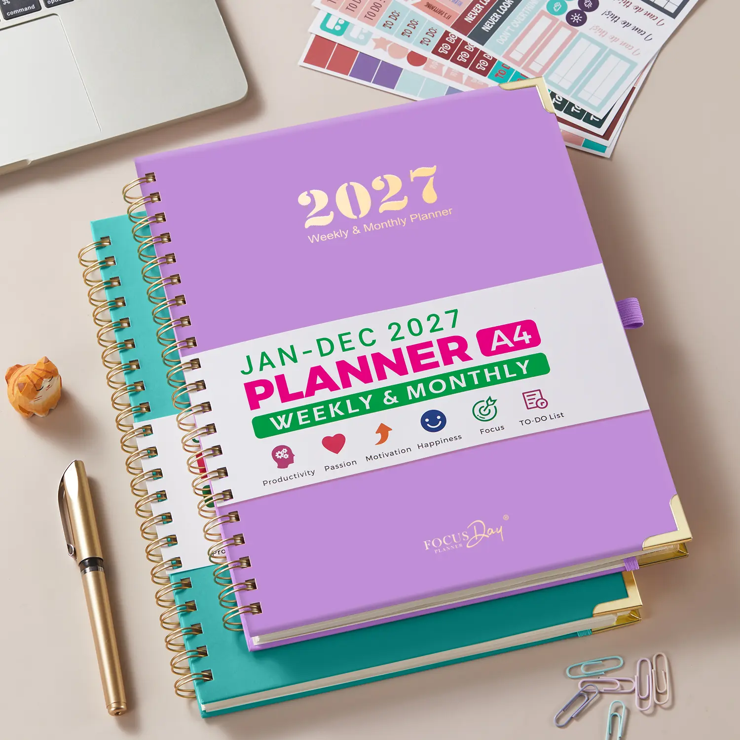 2027 Planner Weekly and Monthly, Jan 2027 - Dec 2027, 8.5" x 11", Large Spiral Calendar Planner with Ruler, 12 Monthly Tabs, 4 Planning Stickers, A4 Personal Planner for Women/Men, Office School Home