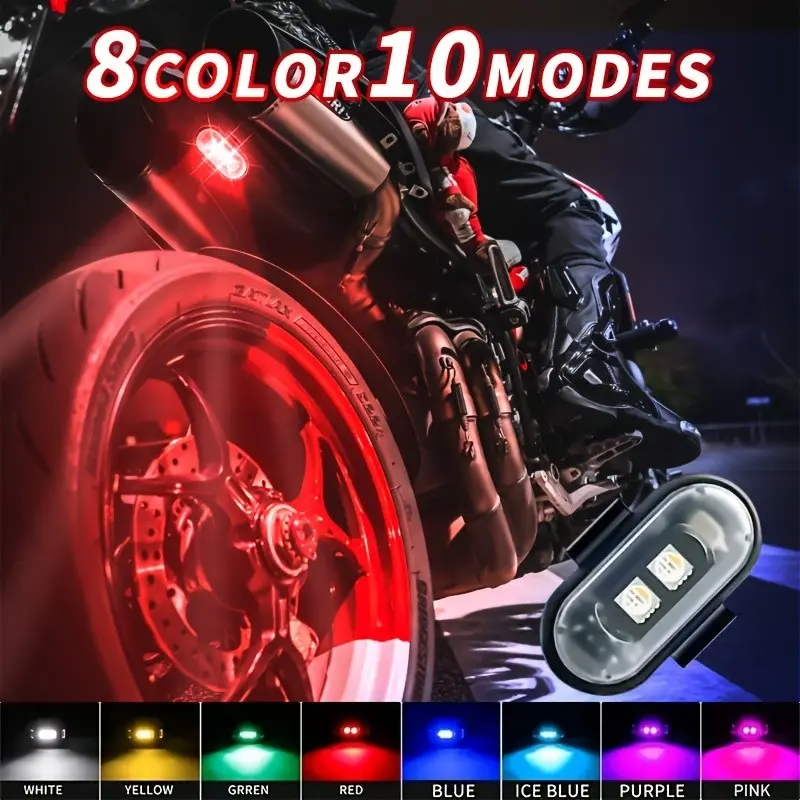 2/4/6/8wireless LED Lights with Remote Control, 8-color USB Charging High Brightness LED Lights, Mini Cycling Lights, Suitable for Cars, Drones, Motorcycles, And Bicycles