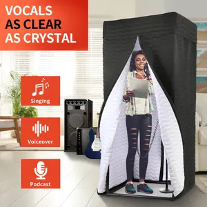 Portable Vocal Booth - Studio-Grade Echo-Free Recording Booth for Voiceover, Podcast & Music, Sound Isolation Booth with Light & Travel Bag