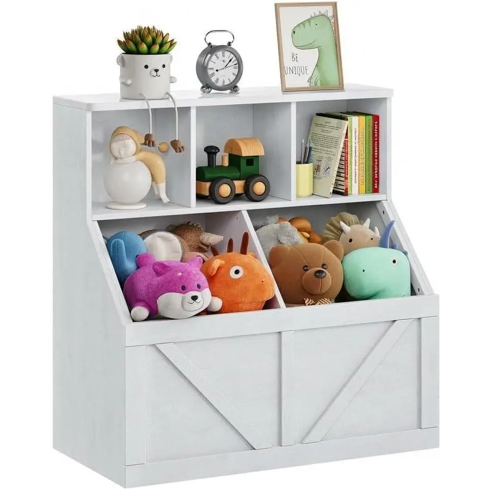Wooden Kids Bookshelf & Toy Storage Organizer