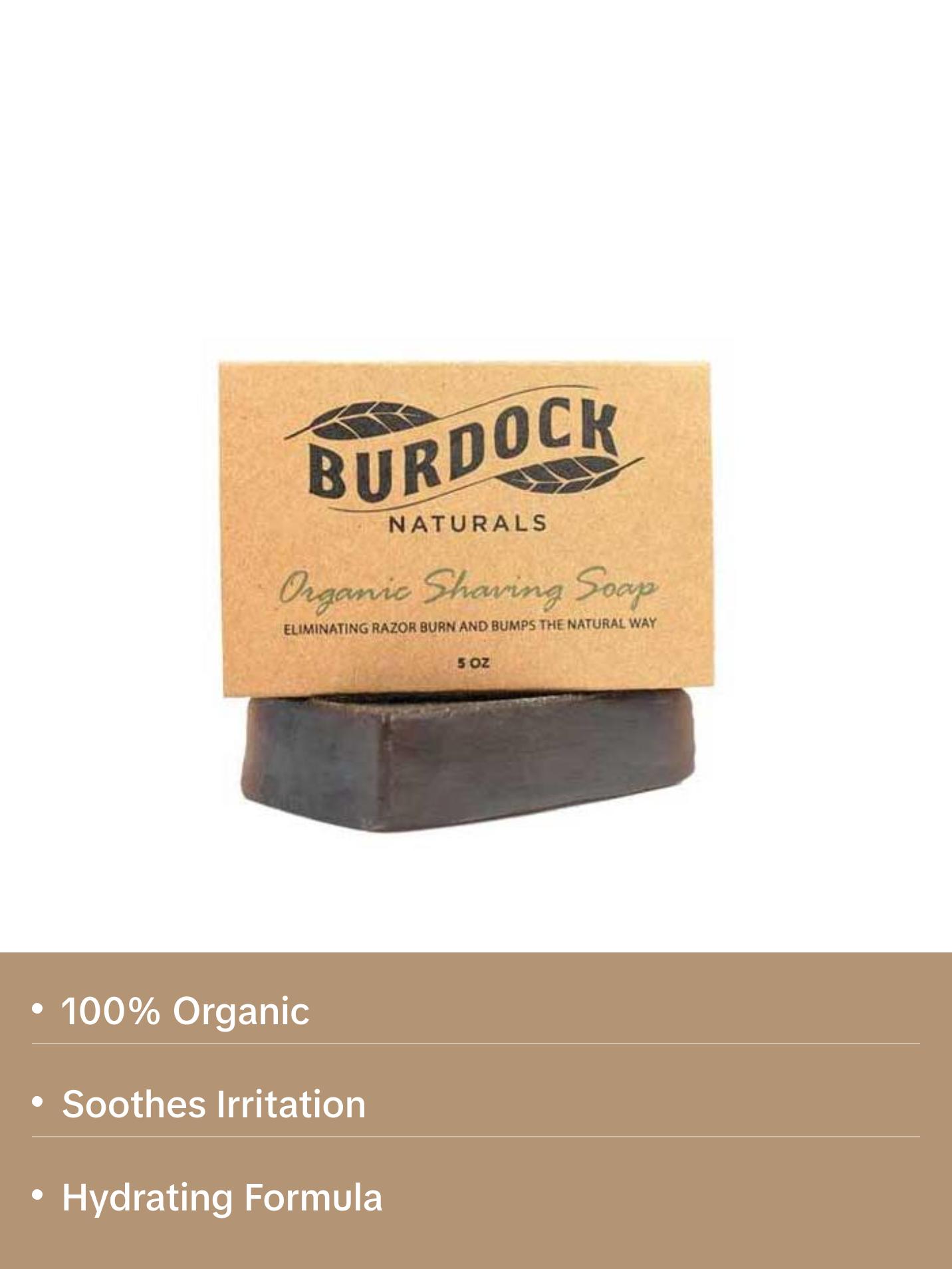Burdock Natural Organic Shaving Soap – Herbal, Moisturizing & Gentle for Sensitive Skin and Razor Bump - Hydrating Formula for a Smooth Shave