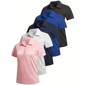 5-Pack Women’s Quick-Dry Polo Shirts: Breathable Performance Fabric for Golf, Gym & Casual Chic | Moisture-wicking, Wrinkle-resistant & Modern Slim Fit