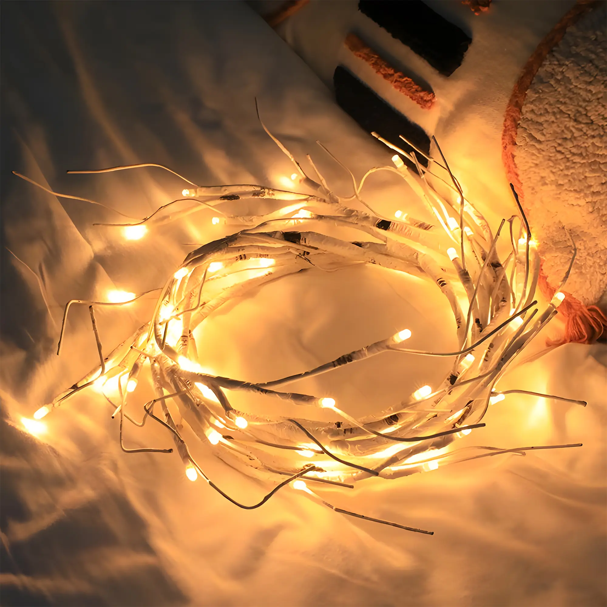 Lighted Birch Garland 6ft 48 Led Battery Operated With Timer Pre-lit Twig Vine Lights For Christmas Fireplace Mantle Table Decoration Indoor Outdoor