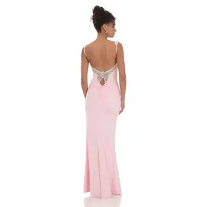 Back Sequin Butterfly Maxi Dress in Pink