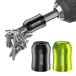 Strong Magnetic Screw Ring, 1/4 Inch 6.35mm Universal Magnetic Screw Retainer, Detachable Magnetic Screwdriver Drill Bit Holder, Practical Auxiliary Tool for Hex Screwdriver and Electric Power Bits.
