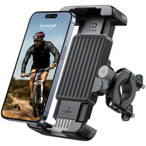 Lamicall Bike Motorcycle Phone Mount - [1s Quick Lock] Bike Cell Phone Holder Clip, Bicycle Scooter Handlebar Clamp, for iPhone 17 16 15 Pro Max, Galaxy S25 S24 Ultra, More 6-7" Phones,