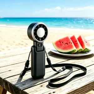 Rechargeable Lightweight Handheld Fan - 7.9 oz, High-Speed, Compact, Ice Cooling, Digital Screen, 5 Adjustable Speeds, USB Type-C Fast Charging, 180° Foldable Head, Turbo, for Travel, Office, Adults 18+, Summer Office Stationery Gift