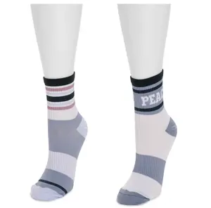 Women's 2-Pack Nylon Quarter Crew Studio Compression Socks - Thin, Anti-Sweat, Comfy, Cushiony Compression Ankle Socks, Thin Ankle Socks