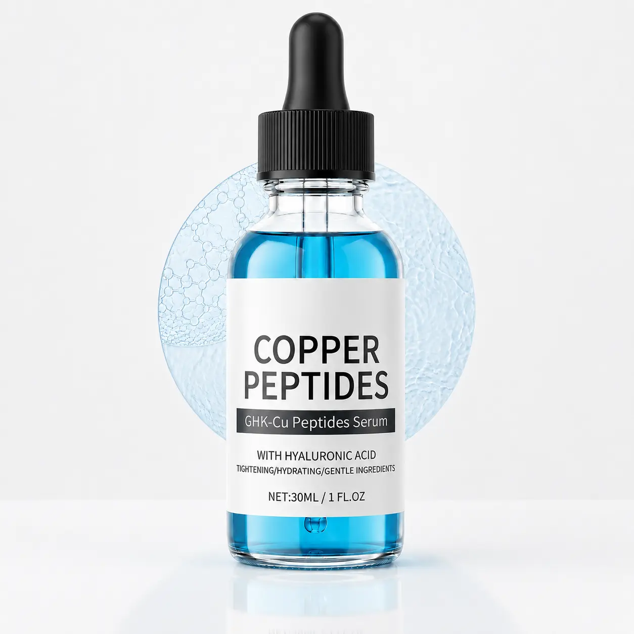 GHK-Cu Copper Peptides Face Serum with Hyaluronic Acid, 30ml Gentle Dewy Radiant Formula for Hydrating, Firming, Smoothing & Daily Moisture Boost Skincare, Skin Repair, Hydrate, Moisturizer, Soothing, Soft Skin, Serums & Essences