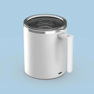 Self Stirring Coffee Mug 12.2 oz, Electric Mixing Cup with Magnetic Stirrer & Anti-Sedimentation, Rechargeable Travel Mug for Coffee, Milk, Hot Cocoa (White)