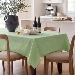 Linen Rectangle Tablecloth, Sage Green  Spring Table Cloth Outdoor Farmhouse Rustic Style Neutral Burlap Fabric Rectangular Decoration for Kitchen/Dining/Parties/Wedding, 60x84 Inch
